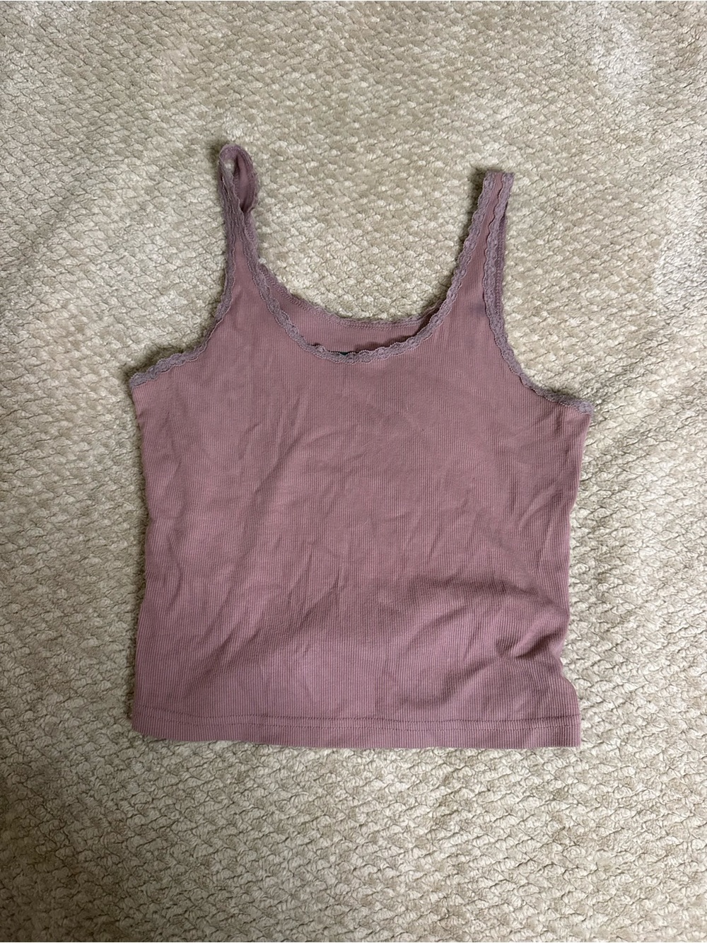 wild fable Lace-Trim Ribbed Tank - Mauve Pink